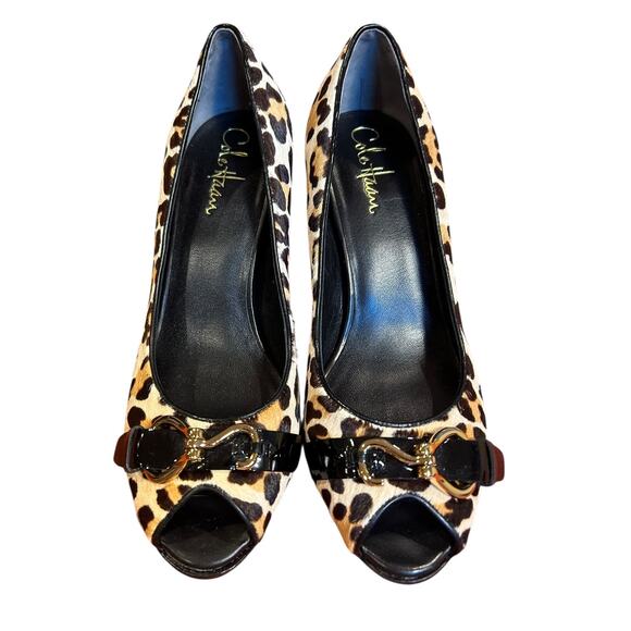 COLE HAAN x NIKE Air Cheetah Leopard Print Carma Peep-Toe Heel Pumps Womens 7.5B - Picture 4 of 8